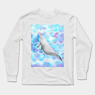 Watercolor Tie-Dye Narwhal Long Sleeve T-Shirt